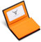 Visitenkartenetui aus Leder für Damen und Herren, italienisches Kalbsleder, Mattschwarz/Orange, Small, modisch
