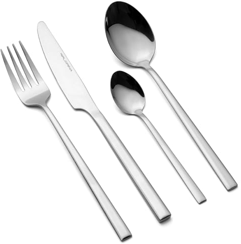 Florina Edelstahl Besteckset 24-teilig für 6 Personen I Essbesteck ASTORIA I Komplettset Gabel Messer Tafellöffel Teelöffel I Tafelbesteck I Besteckset I Spülmaschinenfest I Farbe: Silber