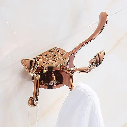 Door Hanger,Wall Hook,Wall Hooks Folding Heavy Duty Screw in Bathroom Coat Hooks Swivel Modern Metal Wall Mounted for Entry Kitchen Hanging Towel Hat Holder Organizer (Color : Wit) (Color : Rose Gold