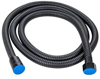 QIULKU Manguera de ducha, manguera de ducha negra flexible de acero inoxidable, larga, alargador de manguera de ducha, tubo sanitario (100 cm)