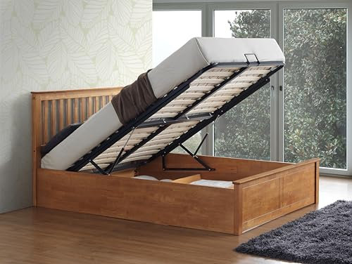 Malmo Wooden Ottoman Storage Bed Size And Colour Options (Oak, Double)