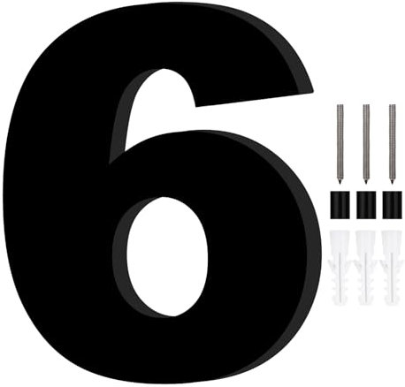 1 Pièce Numéro Boite aux Lettres,Chiffre Boite aux Lettres Exterieure,Chiffres de Boite aux Lettres,Numero de Rue,Numero de Maison Exterieur,Plaque Numero Maison Exterieur,Hauteur 20cm,Noir(Numéro 6)