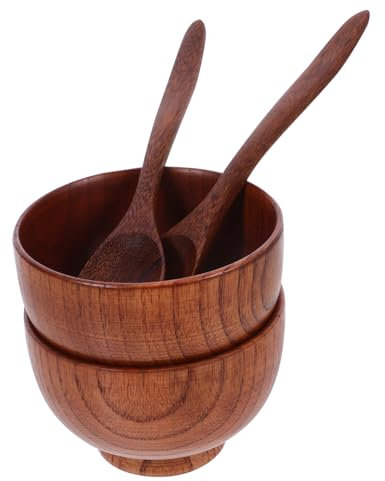 Cabilock Japanisches Nudelschüssel-set Aus Holz Ramen-suppenlöffel Reisschüsseln Tafelservice