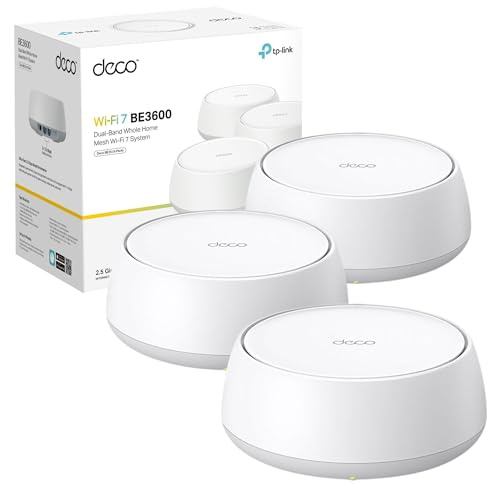 TP-Link Deco BE25(3-pack) Mesh WiFi 7 BE3600Mbps, 2.5G Ports, USB Port, Whole Home WiFi Mesh System