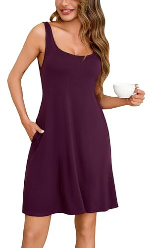 Bresdk Camicia Notte Donna Cotone Pigiama Donna Senza Maniche Corta Camicia Notte Estivo Sottoveste Sexy Sleepwear per Casa e Casuale