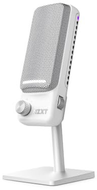 NZXT Capsule Elite - Premium USB Condenser Microphone for Gaming, Streaming, Podcasting, and Recording - Studio-Quality Sound - Multi-Position Design - DTS Software - RGB Lighting - White