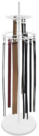 Garbenat Bodenstehender Gürtelaufhänger 2 Etagen Krawattenständer 168 cm Kommerzieller Schalständer Metall Verkaufsständer mit 31 Haken Gürtel Display Regal Gürtelhalter (Weiß)