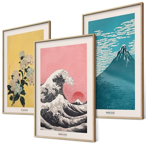 canvea Hokusai Poster Set Japanische Wanddeko Japan Kunst Bilder Schlafzimmer Deko Wohnzimmer Dekoration Eklektische Gemälde