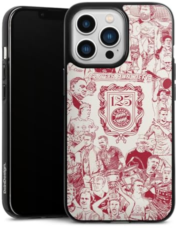 Silikon Hülle kompatibel mit Apple iPhone 13 Pro Case schwarz Handyhülle FCB 125 Jahre FC Bayern München Offizielles Lizenzprodukt