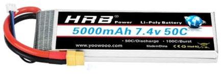 STASRC HRB Batterie Lipo 7,4 V 5000 mAh 50 C XT60 pour voiture télécommandée, avion, camion, bateau RC