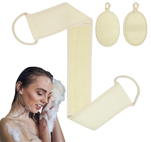 Natürlicher Luffa Organisch Extra Sanft Waschbar Wiederverwendbar | Körper Extra sanfter, strukturierter, rutschfester für Dusche, Gesichtspflege, Rückenpeeling, Küchenreinigung, Reisen,