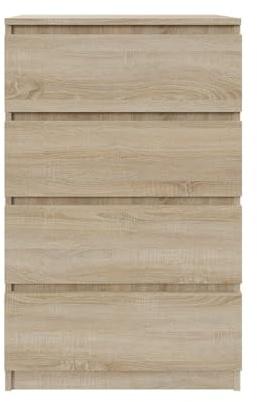 SoDREAMER Kommode mit 4 Schubladen 60 cm | Farbe: Sonoma-Eiche, Ideal für Schlafzimmer, Wohnzimmer, Kinderzimmer und Büro | Geräumige Kommode| Modernes Design | 61x97x40 cm