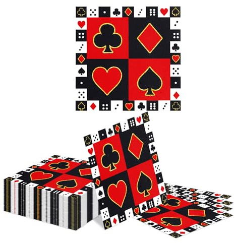 Kotkiddy 40 STK 33x33cm Casino Servietten Kartenspiel Las Vegas Deko Papierservietten Pokerkartenspiel Servietten Spielkarten Tischdeko Las Vegas Serviettens