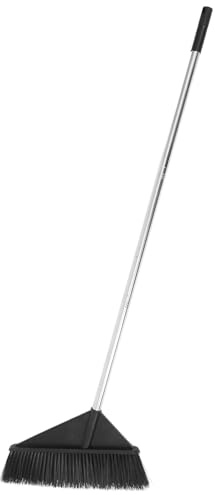 DECOMELODY Scopa Rigida per Pulizie Casa e Giardino con Manico Lungo Spazzolone per Pavimenti Piastrelle Tappeti e Esterni Scopa Multifunzionale per Cortile e Magazzino Nero