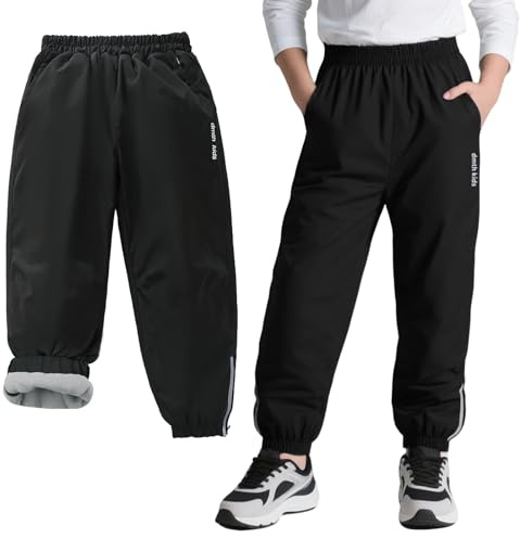 Baogaier Impermeables Pantalones Softshell con Forro Polar para Niños Niñas
