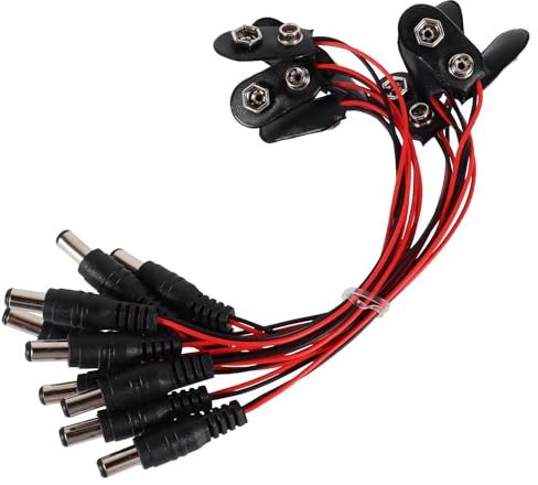 IWOWHERO 10pcs 9v Battery Clips 5.5x2.1mm Plastic Housing Snap Connectors, I-type Buckle for Microcontroller and 9 Volt Battery Power Cable