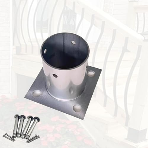 support poteau bois Base D'ancrage À Bride En Acier Inoxydable, Bride De Base De Poteau En Tube Rond Avec Vis Et Raccords, Fond De Bride De Poteau Carré(ID x H 120 X 100mm)