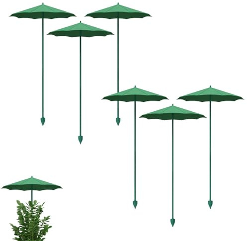 Ombrelli Per Piante, 6 Pezzi Ombrellone Per Piante Da Giardino, Ombrellini Parasole Per Piantes Resistenti Al Sole E Alla Pioggia, Dotati Di Picchettis Da Fissare Al Terreno, Ombrellini Parasole