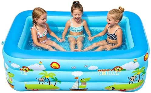Piscina Hinchable Para Niños | Plegable Grande Portátil y Resistente a los Rayos UV - Piscina Cuadrada Infantil Para Nadar | para Verano y Calor Interior Exterior Jardín Patio Trasero Patio Parque Acu