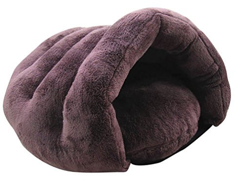 YOUJIA Hausbett Hundehaus Hundehöhle Haustier Bett Warm Schlafsack Matte Kissen Hundehütte Für Hunde Katzen (Braun, S)
