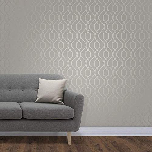 Fine Décor Fd41997 UK Apex Treillis sur le flanc papier peint, Taupe/Gris