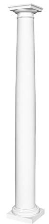 Säule | rund | glatt | vorgrundierte Oberfläche | stoßfest | Klassisch | Barock | Dekosäule | Stuck | weiß | PU | N3015F Set | 152 mm