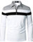 HOOD CREW Mens Casual Long Sleeve Polo Shirts Contrast Color Patchwork Cotton Tee Tops White