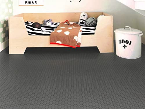 PVC Bodenbelag Vinylboden mit dunkel grauen Punkten, Zuschnitt (2m breit, 3m lang)