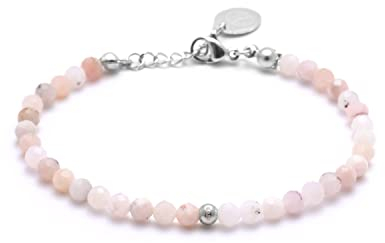 Opal Armband pink mit 925 Sterling Silberperle – facettiertes, pinkes Armband mit Verschluss – Größe M-L