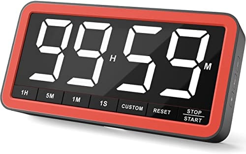 VOCOO Grand minuteur numérique pour la cuisine: Minuteur magnétique à LED avec 3 niveaux de luminosité, 4 alarmes et 3 niveaux de volume, Compte à rebours à piles pour cuisiner, Salle de classe et Gym