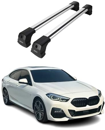 OMAC Dachträger für BMW 2er Gran Coupe F44 2019-2024 Alu 2 Stangen Silber | Abschließbar, Querträger, Grundträger