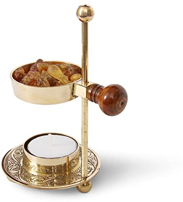 Resin Incense Burner – Dual Use Tea Light or Charcoal Heated | Adjustable Brass Design for Frankincense, Myrrh & Copal | Spiritual Gift for Home Fragrance