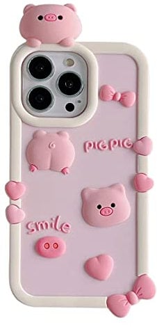 YAKVOOK Kawaii Phone Cases for iPhone,Cute Cartoon Phone Case Unique Fun 3D Soft Silicone Shockproof Cover Women Girls for iPhone (Pink Pig, iPhone 11 Pro Max)