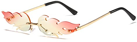 BOBOZHONG Sonnenbrille,Feuerbrille Mode Brille Flamme Sonnenbrille Polarizer Clear Metal Eyewear Funky Festival Sonnenbrille Eyeglasses Fashion Frameless Shades für Frauen Männer