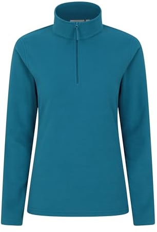 Mountain Warehouse Camber Half Zip Women's Fleece - Lightweight, Warm & Cosy Half Zip Sweatshirt Top - Best for Camping, Outdoors, Travelling & Hiking Dark Teal L