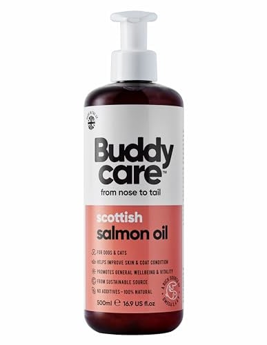 Buddycare Premium Salmon Oil for Dogs UK (500ml) | Essential Omega 3, 6 & 9 Cat & Dog Supplements | Natural Omega 3 For Cats | Salmon Oil For Cats for Immune Support
