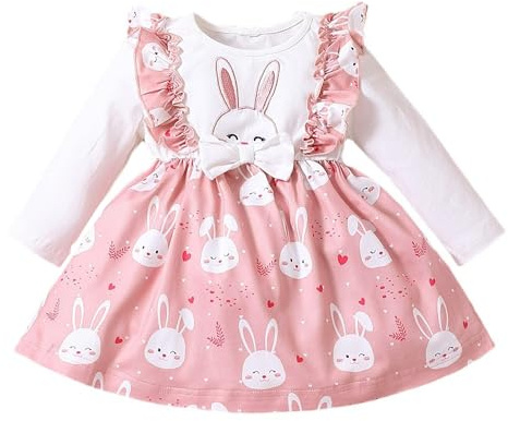 Verve Jelly Tenues de Pâques pour bébé fille en bas âge, robe à volants à manches longues, robe de lapin, une pièce, tenues de Pâques