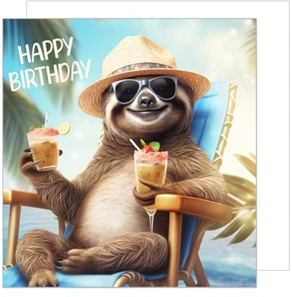 Edition Seidel Premium quadratische Geburtstagskarte mit Umschlag. Glückwunschkarte Happy Birthday Billet Tier Karte Mann Frau Cooles Faultier Humor Lustig (GQ165 SW024)