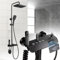 Julymoda Columna de ducha con mezclador termostático pantalla digital kit ducha hidromasaje con alcachofa 29 x 20 cm y alcachofa 3 modos teclas de piano 4 funciones altura ajustable (negro)