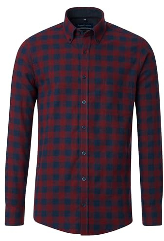 CASAMODA Freizeithemd kariert Comfort Fit Rot L