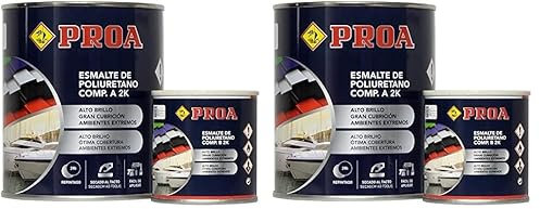 ESMALTE POLIURETANO DOS COMPONENTES BRILLANTE. Blanco. 750ML+100ML. Excelente adherencia para pintar sobre hierro, fibra, cristal. (Paquete de 2)