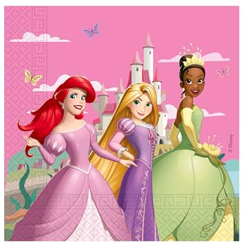 Procos Disney Princess Napkins, 33 x 33 cm, 2-Ply, Pack of 20, FSC, Birthday, Theme Party