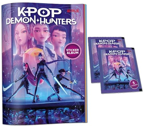 KPOP DEMON HUNTERS Album mit 2 Hüllen + Poster Gratis, Starter Pack, Offizielle Sticker Netflix