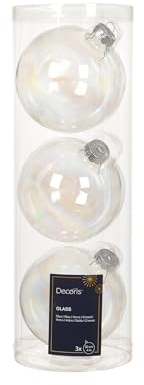 Weihnachtskugeln Glas 10cm 3er Set - große Christbaumkugeln Weihnachtsbaumkugeln für Weihnachten - Christbaumschmuck & Weihnachtsbaumschmuck - Klar irisierend