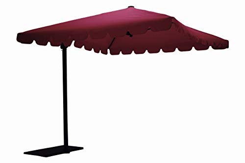 Maffei Art 87q parasol de mastil lateral, cuadrado cm 250x250, tela TexMa. Made in Italy. Color vino