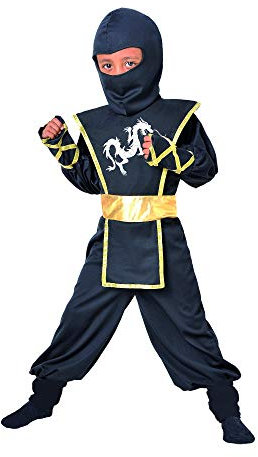 Cesar Costume F516-002 Deguisement ninja 5-7 ans 116 cm noir et or M