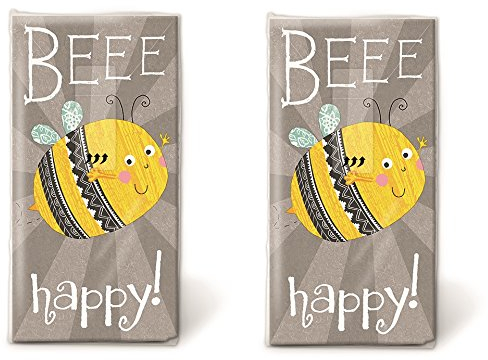 20 Taschentücher bedruckt (2 Packungen mit 10 Taschentücher) Packung mit Taschentuch Biene bedruckt Beee happy für Kinder und Erwachsene Papiertaschentücher Einweg wiederverschliessbar Motiv