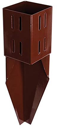 Dapetz ® Fence Repair Spike 100mm x 100mm Drive-in Fence Post Repair Anchor Spike -Wood Ground Mount Bracket - Brown Powder Coated Steel - Square Wedged Holder Stand - Replace Rotten Posts