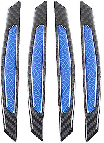 ZYTC 4pc Car Door Open Sticker Reflective Tape carbon fiber waterproof Stickers night Safety Warning Auto Decal Door Sticker(Blue)