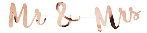 Oblique Unique® Mr & Mrs Girlande Banner 1,5m in Roségold für Hochzeit Feier Dekoration Hochzeitsdeko Hochzeitsgirlande